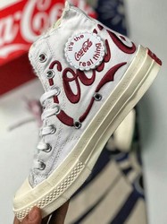 纯白俄文鸳鸯刺绣KITH x Coca-Cola x Converse 1970s