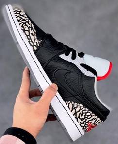 AJ1 low低帮黑爆裂纹