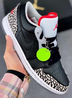 AJ1 low低帮黑爆裂纹