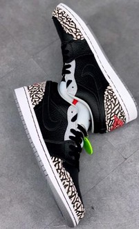 AJ1 low低帮黑爆裂纹