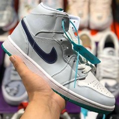 AJ1 mid nike hoop中帮白绿紫鸳鸯