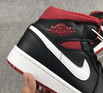 AJ1 MID中帮帆布黑红