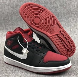 AJ1 MID中帮帆布黑红