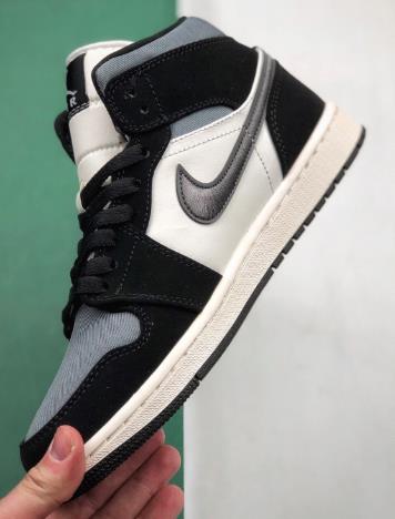 AJ1 mid中帮黑银丝绸伯爵