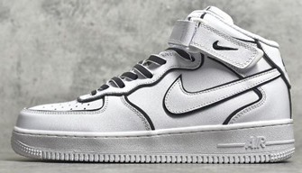 AF1 MID 3M黑白二次元镭射