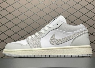 AJ1 Low elephant print 白灰爆裂纹 