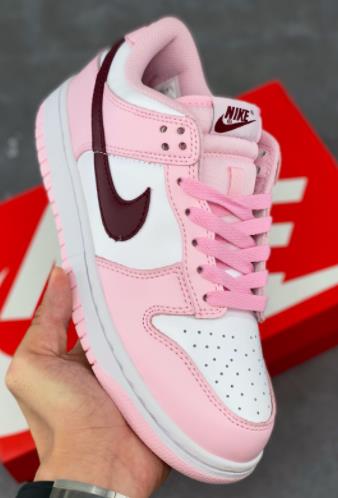 SB Dunk Low GS White Pink Red情人节樱花粉