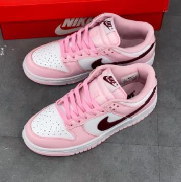 SB Dunk Low GS White Pink Red情人节樱花粉