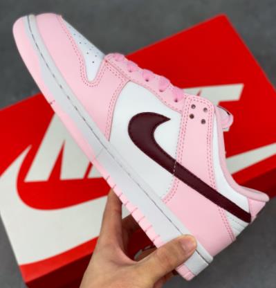 SB Dunk Low GS White Pink Red情人节樱花粉